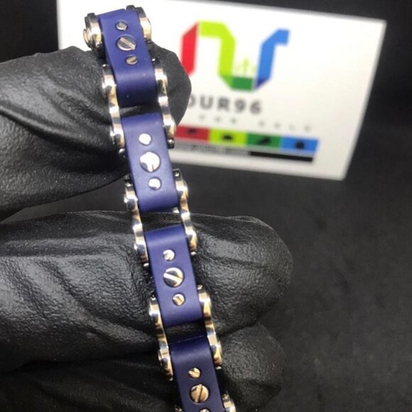 IceLink Patented Bicycle Bracelet – Blue & Silver Links 7.5” (Brand New)